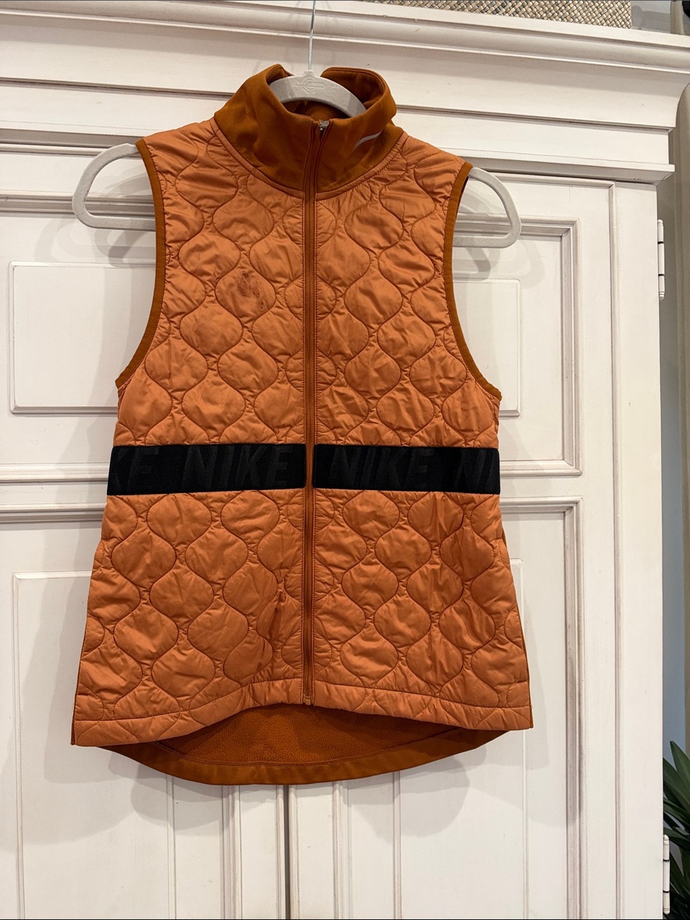 Nike Orange Quilted Sleeveless Vest with Black Logo Band